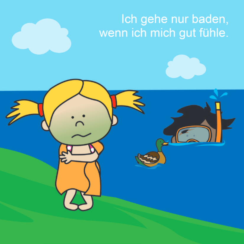 Symbolbild mit einer der neuen Baderegeln - Ich gehe nur baden, wenn ich mich gut fühle